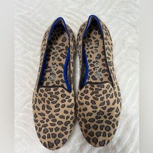 Rothy's Leopard Print Flats with Blue Trim